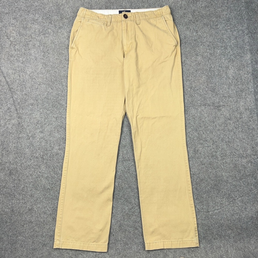 American Eagle Pants Mens 31x32 Tan Khaki Relaxed Straight Chino Cotton Casual